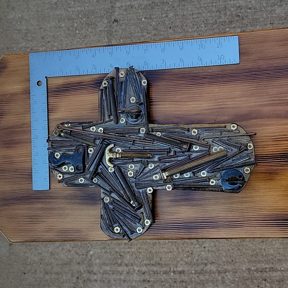 Jules Decor Co. Other - 🟣2/$25 One of a kind, hand-made, lots of  hardware wooden cross